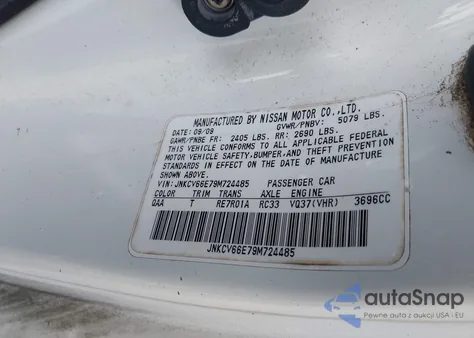 2009 Infiniti G37 z USA, uszkodzony, nr VIN JNKCV66E79M724485